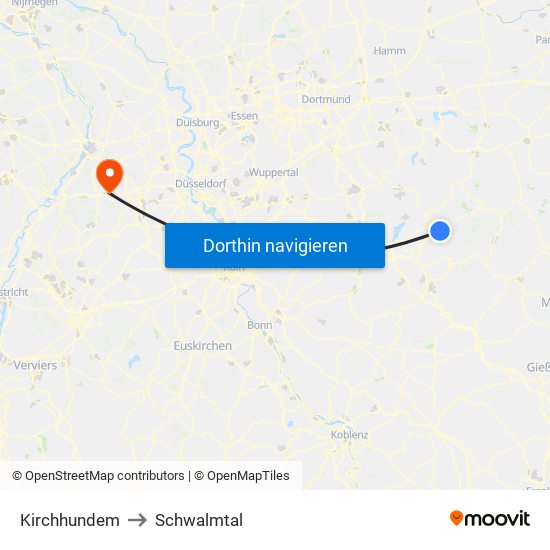 Kirchhundem to Schwalmtal map