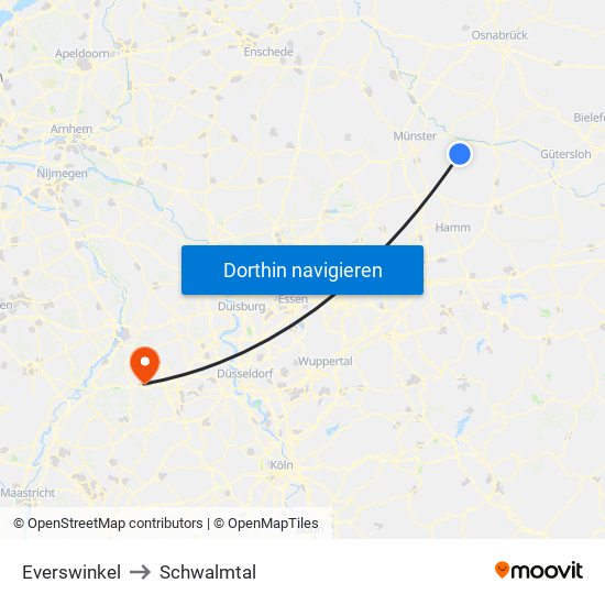Everswinkel to Schwalmtal map