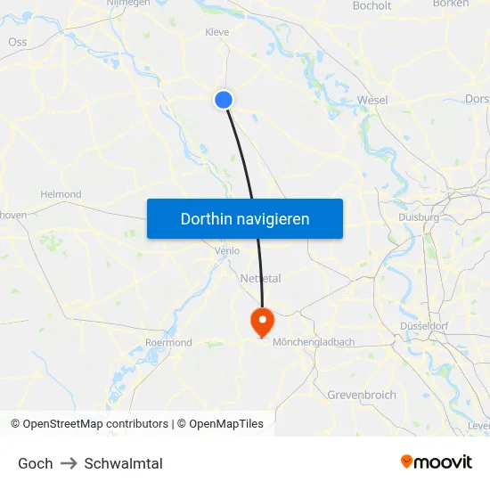 Goch to Schwalmtal map