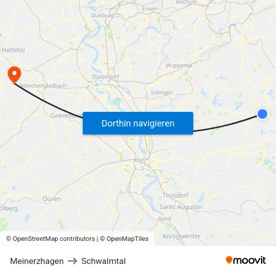 Meinerzhagen to Schwalmtal map