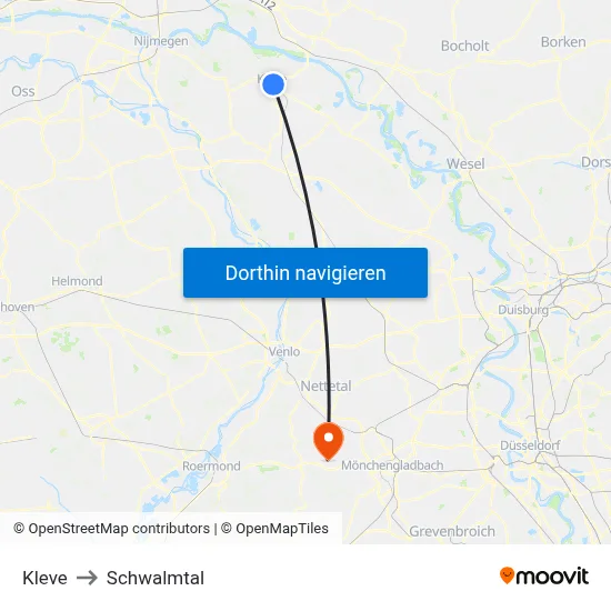 Kleve to Schwalmtal map