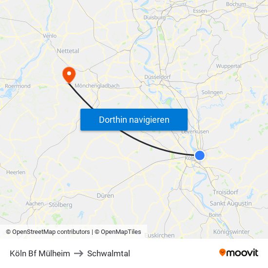 Köln Bf Mülheim to Schwalmtal map