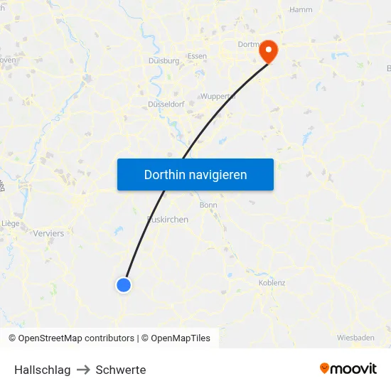 Hallschlag to Schwerte map