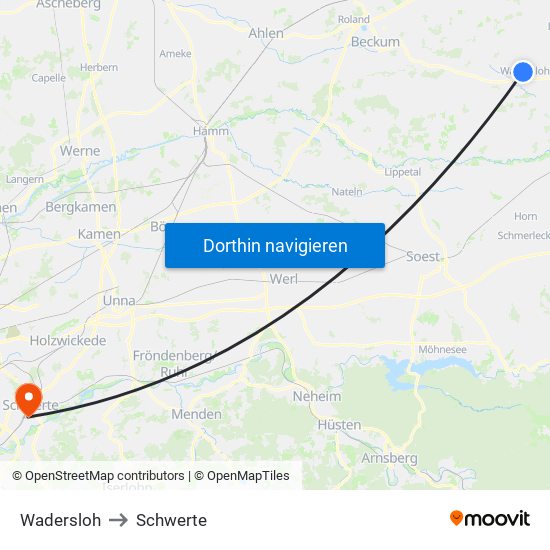 Wadersloh to Schwerte map