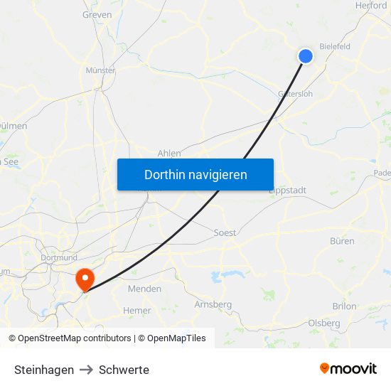 Steinhagen to Schwerte map