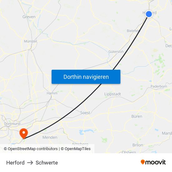 Herford to Schwerte map