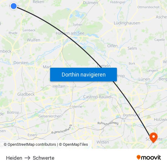 Heiden to Schwerte map