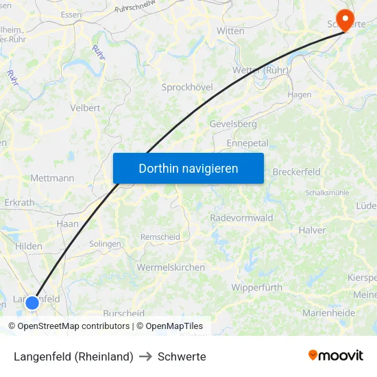 Langenfeld (Rheinland) to Schwerte map