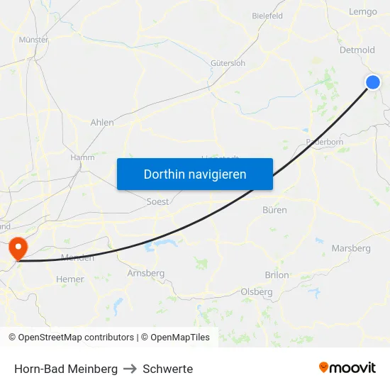 Horn-Bad Meinberg to Schwerte map