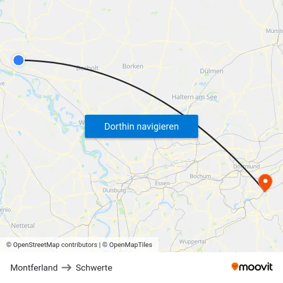 Montferland to Schwerte map