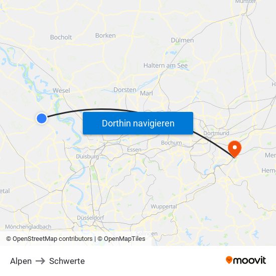 Alpen to Schwerte map