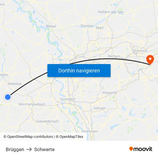 Brüggen to Schwerte map