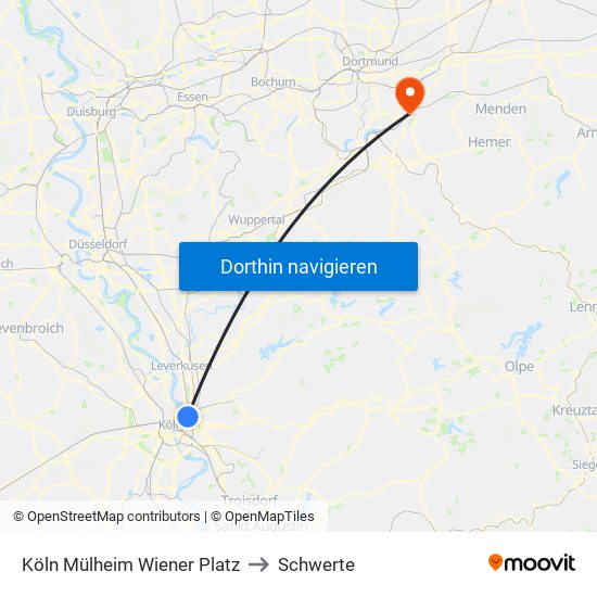 Köln Mülheim Wiener Platz to Schwerte map