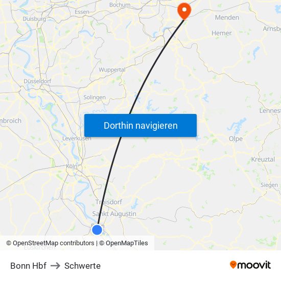 Bonn Hbf to Schwerte map