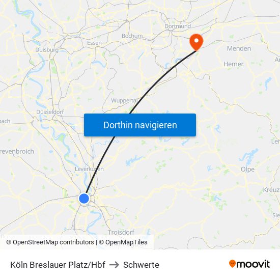 Köln Breslauer Platz/Hbf to Schwerte map