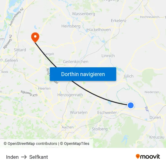 Inden to Selfkant map