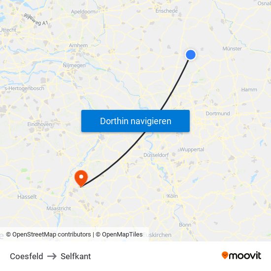 Coesfeld to Selfkant map