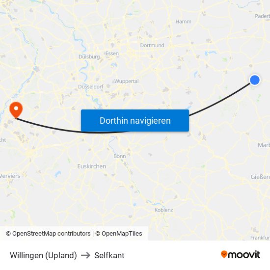 Willingen (Upland) to Selfkant map