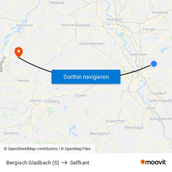 Bergisch Gladbach (S) to Selfkant map