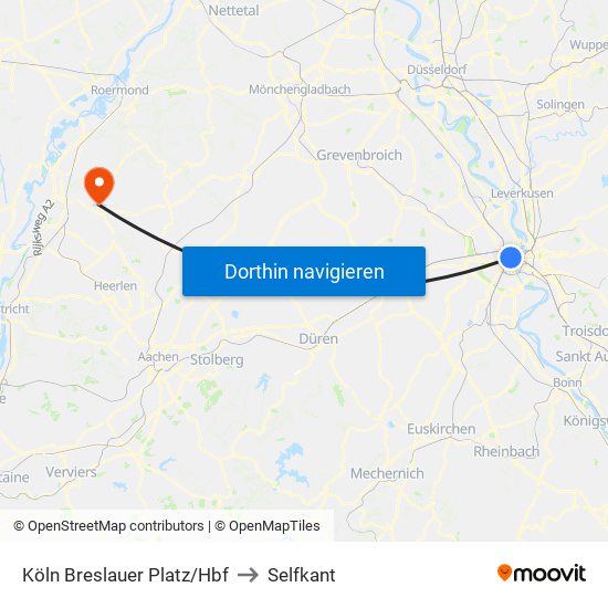 Köln Breslauer Platz/Hbf to Selfkant map