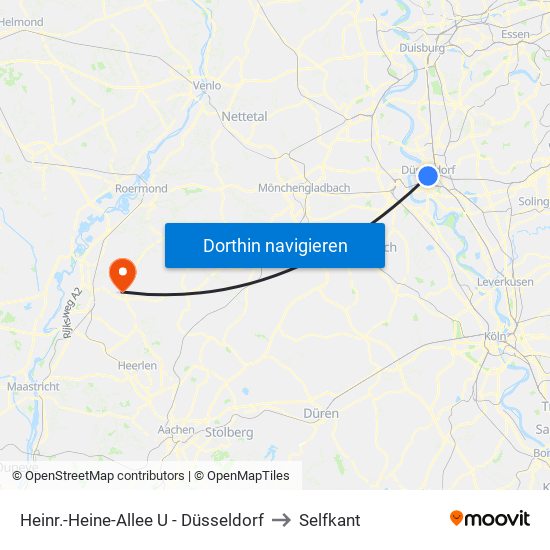 Heinr.-Heine-Allee U - Düsseldorf to Selfkant map