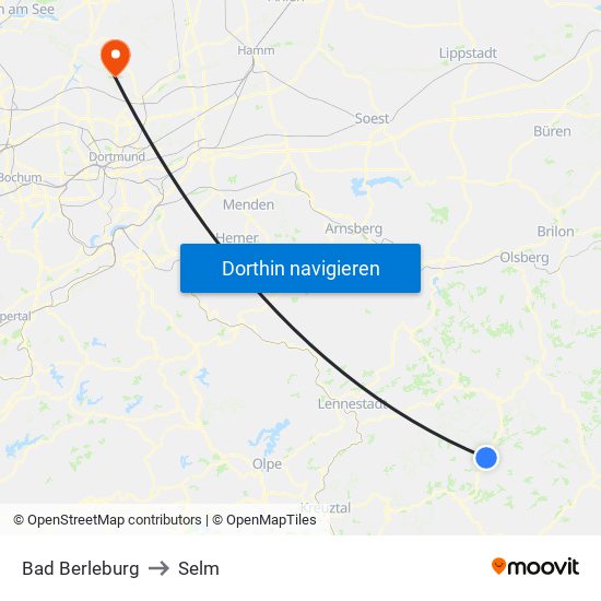 Bad Berleburg to Selm map