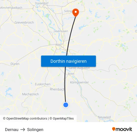 Dernau to Solingen map