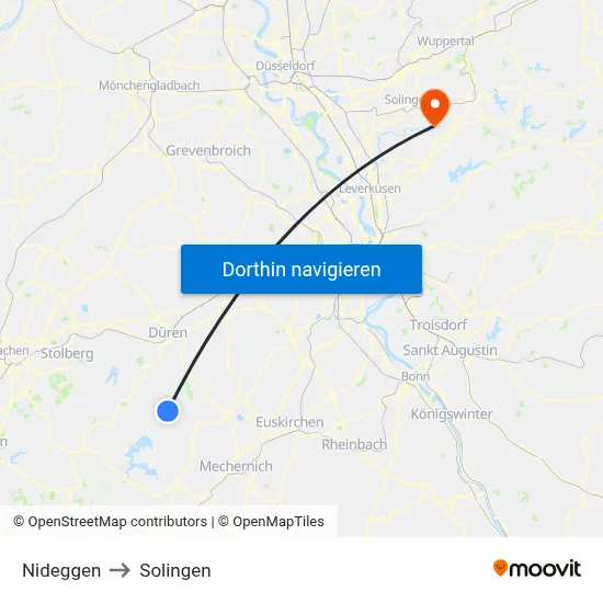 Nideggen to Solingen map