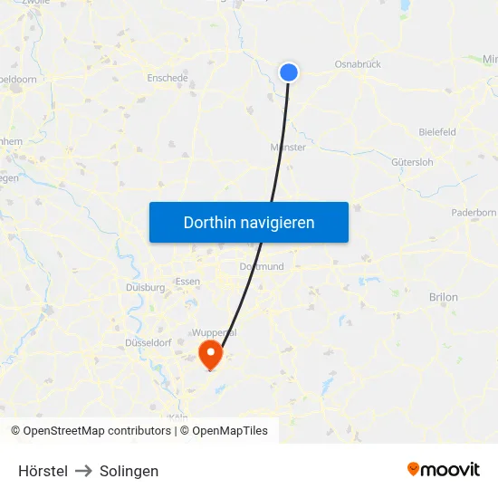 Hörstel to Solingen map