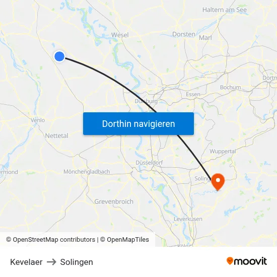 Kevelaer to Solingen map