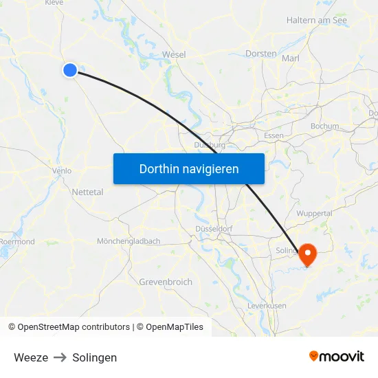 Weeze to Solingen map