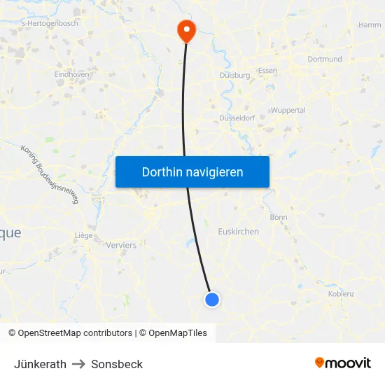 Jünkerath to Sonsbeck map