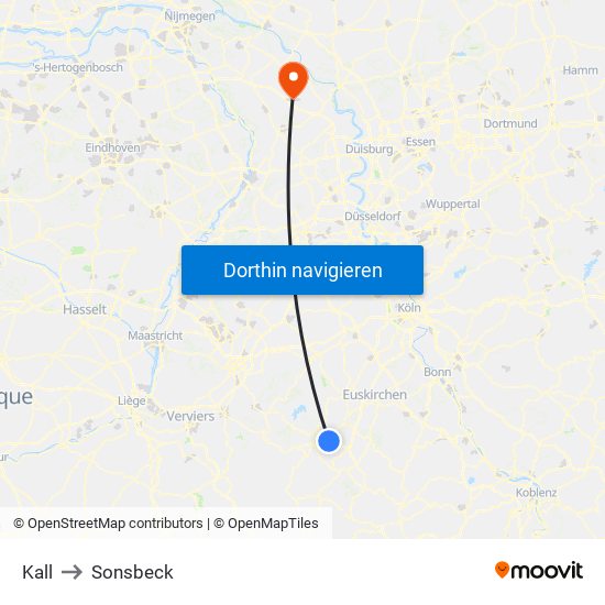 Kall to Sonsbeck map