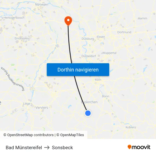 Bad Münstereifel to Sonsbeck map
