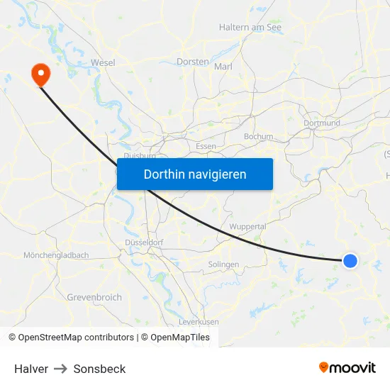 Halver to Sonsbeck map