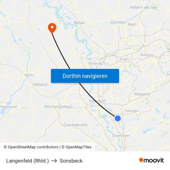 Langenfeld (Rhld.) to Sonsbeck map