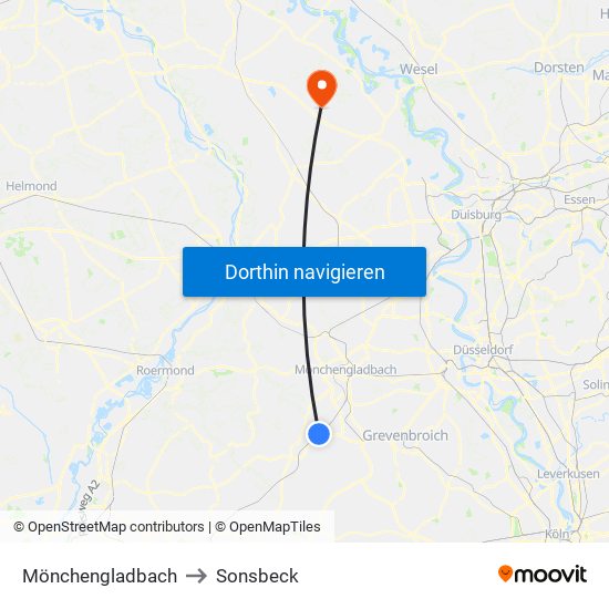Mönchengladbach to Sonsbeck map