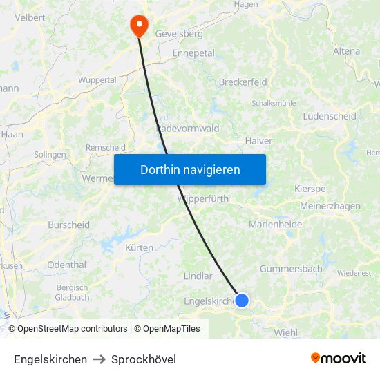 Engelskirchen to Sprockhövel map