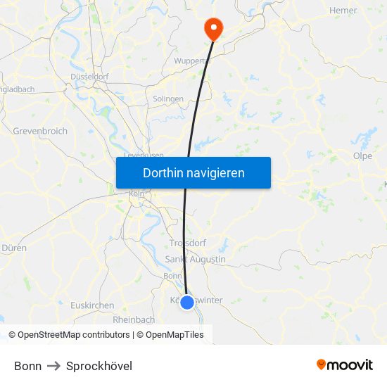 Bonn to Sprockhövel map