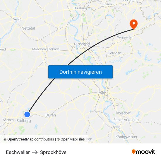 Eschweiler to Sprockhövel map
