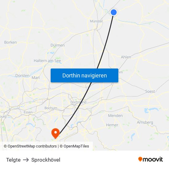 Telgte to Sprockhövel map