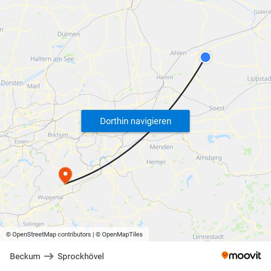 Beckum to Sprockhövel map