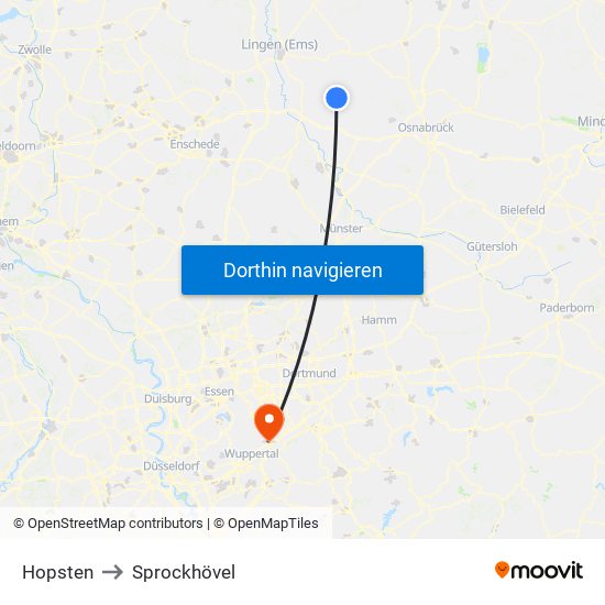 Hopsten to Sprockhövel map