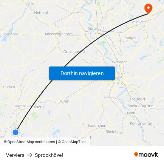 Verviers to Sprockhövel map