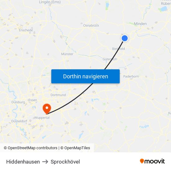 Hiddenhausen to Sprockhövel map