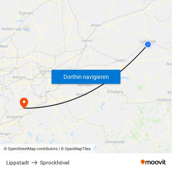 Lippstadt to Sprockhövel map