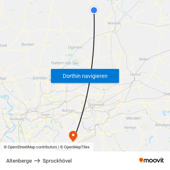 Altenberge to Sprockhövel map