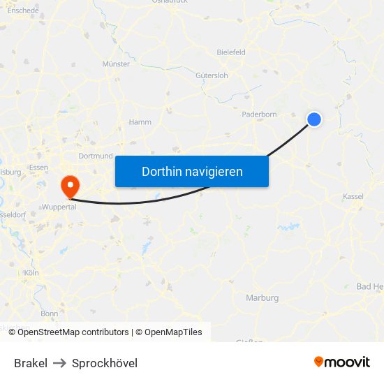 Brakel to Sprockhövel map