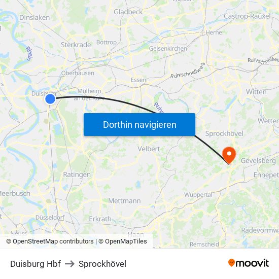 Duisburg Hbf to Sprockhövel map