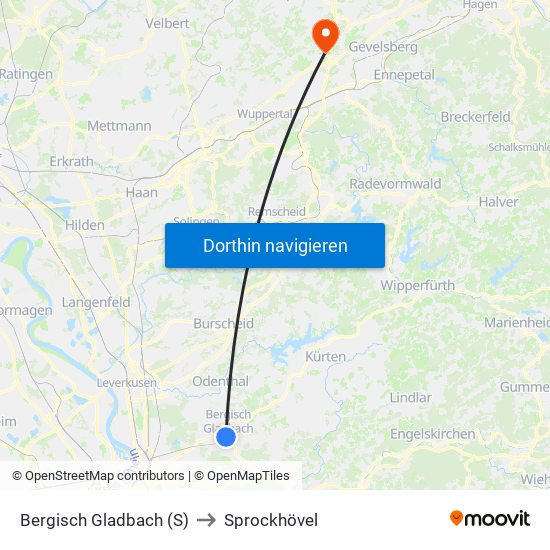 Bergisch Gladbach (S) to Sprockhövel map